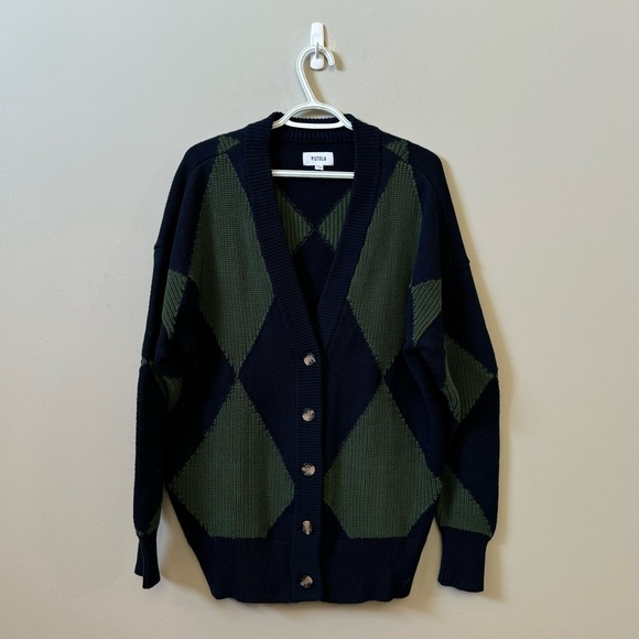 Pistola Green and Blue Diamond Cardigan - Picture 2 of 7